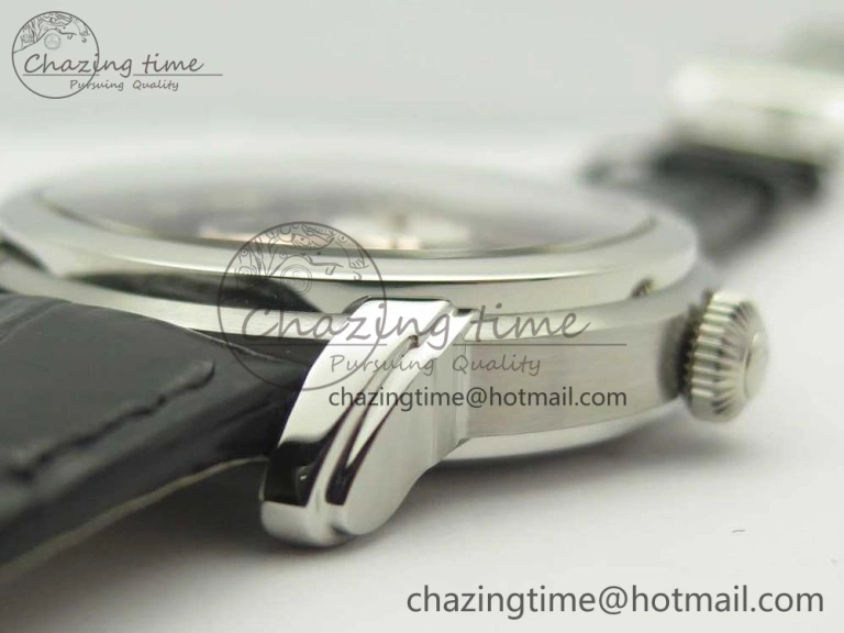 Millennium Series 15350 SS V9F 1:1 Best Edition Black White Skeleton Dial on Black Leather Strap A4101