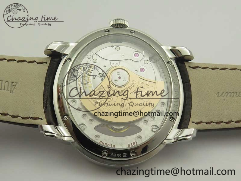 Millennium Series 15350 SS V9F 1:1 Best Edition Full Diamonds Black Markers on Brown Leather Strap A4101