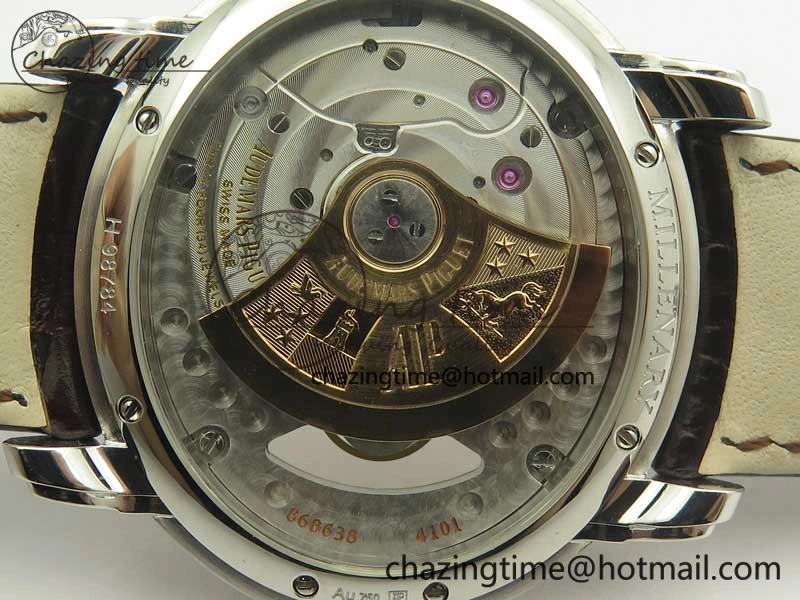 Millennium Series 15350 SS V9F 1:1 Best Edition Full Diamonds Black Markers on Brown Leather Strap A4101