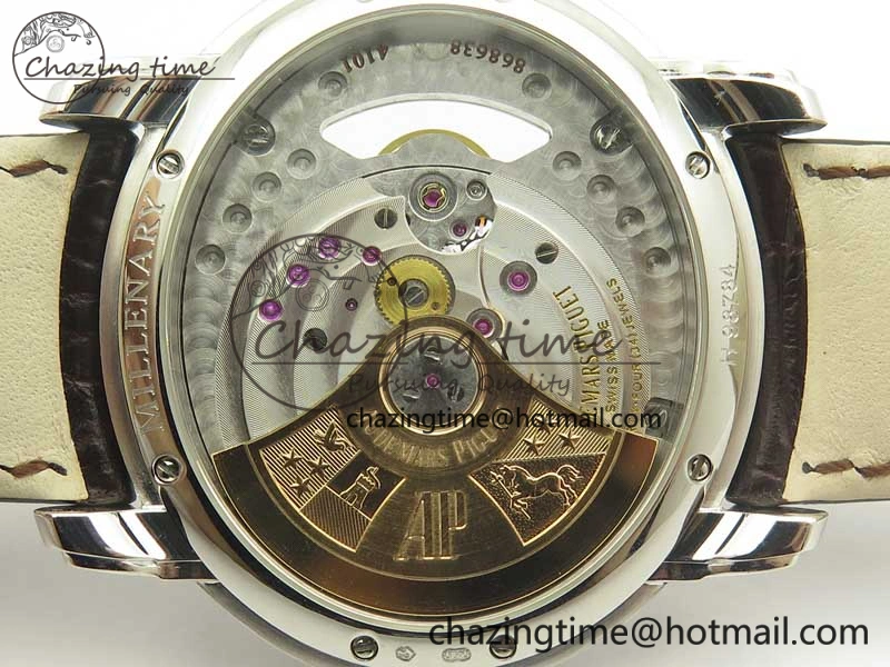 Millennium Series 15350 SS V9F 1:1 Best Edition Full Diamonds Black Markers on Brown Leather Strap A4101