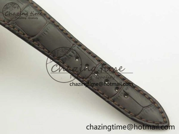 Millennium Series 15350 SS V9F 1:1 Best Edition Full Diamonds Black Markers on Brown Leather Strap A4101