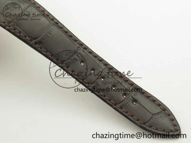 Millennium Series 15350 SS V9F 1:1 Best Edition Full Diamonds Black Markers on Brown Leather Strap A4101