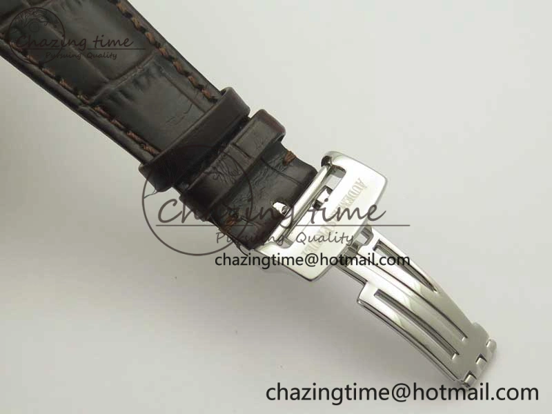 Millennium Series 15350 SS V9F 1:1 Best Edition Full Diamonds Black Markers on Brown Leather Strap A4101