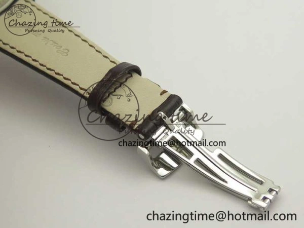 Millennium Series 15350 SS V9F 1:1 Best Edition Full Diamonds Black Markers on Brown Leather Strap A4101