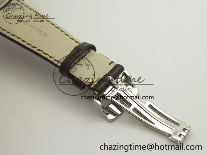 Millennium Series 15350 SS V9F 1:1 Best Edition Full Diamonds Black Markers on Brown Leather Strap A4101