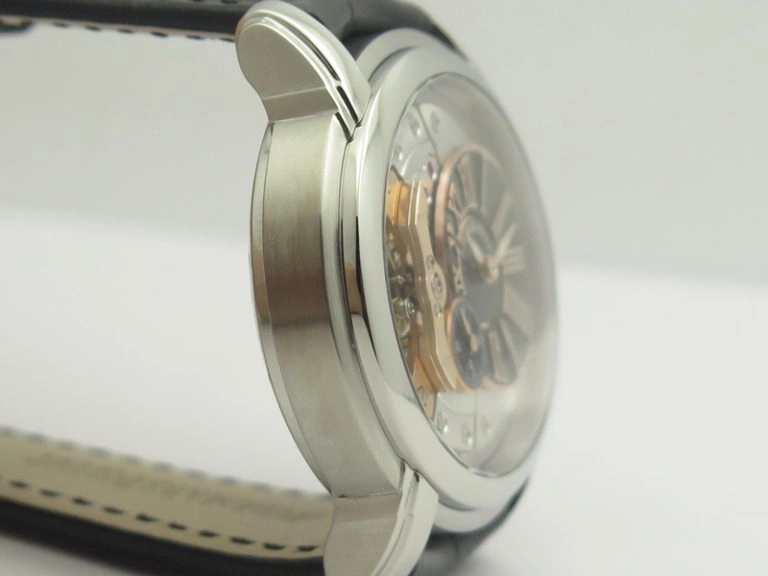 Millennium Series 15350 SS V9F 1:1 Best Edition Skeletonal Dial On Black Leather Strap A4101
