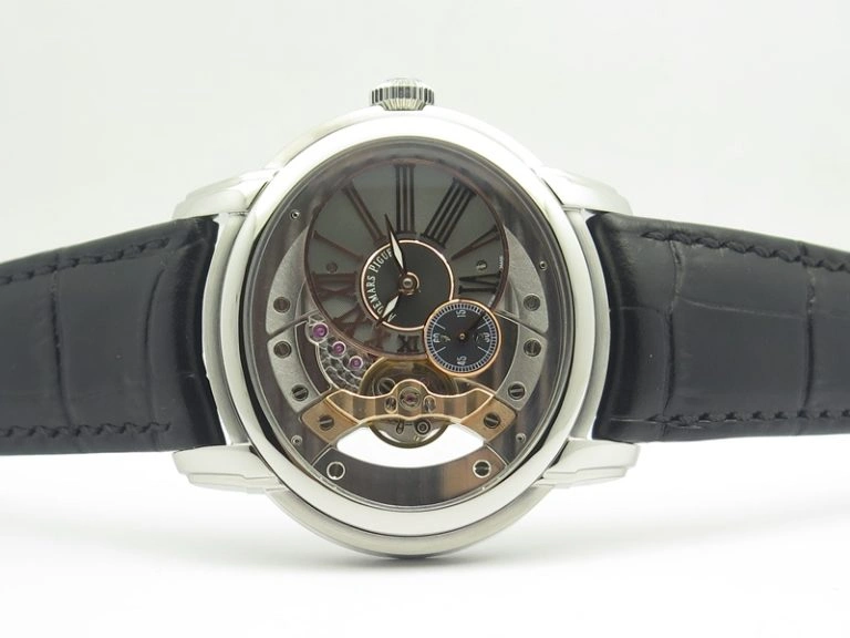 Millennium Series 15350 SS V9F 1:1 Best Edition Skeletonal Dial On Black Leather Strap A4101
