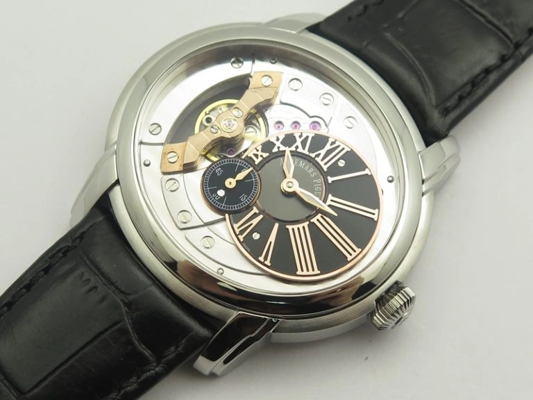 Millennium Series 15350 SS V9F 1:1 Best Edition Skeletonal Dial On Black Leather Strap A4101