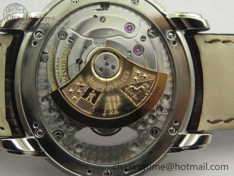 Millennium Series 15350 SS V9F 1:1 Best Edition Skeletonal Dial On Black Leather Strap A4101