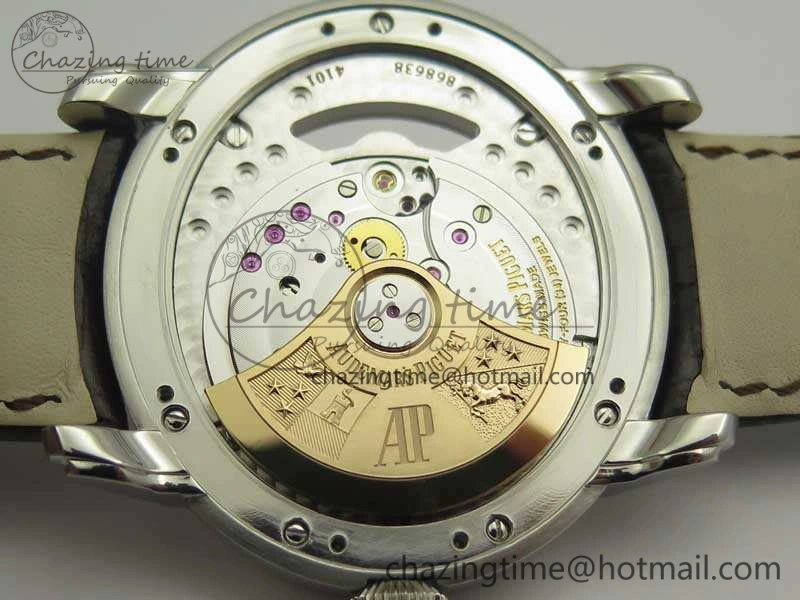 Millennium Series 15350 SS V9F 1:1 Best Edition Skeletonal Dial On Black Leather Strap A4101
