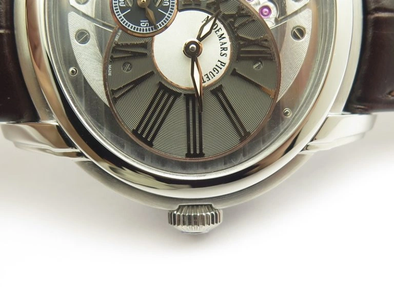 Millennium Series 15350 SS V9F 1:1 Best Edition Skeletonal Dial On Dark Brown Leather Strap A4101