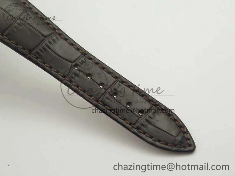 Millennium Series 15350 SS V9F 1:1 Best Edition Skeletonal Dial On Dark Brown Leather Strap A4101
