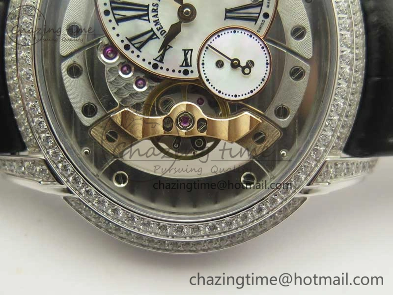 Millennium Series 15350 SS V9F 1:1 Best Edition White dial Black Diam on Black Leather Strap A4101