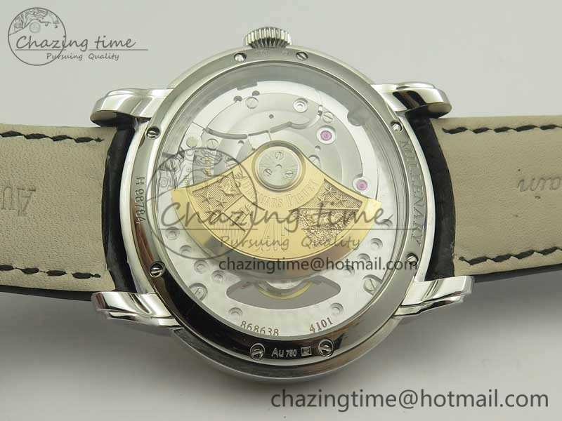 Millennium Series 15350 SS V9F 1:1 Best Edition White dial Black Diam on Black Leather Strap A4101