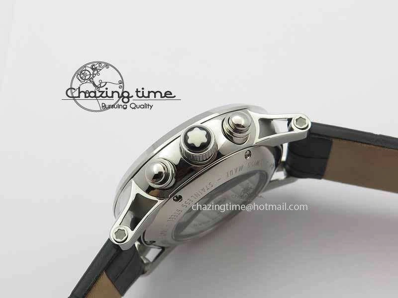 Montblanc Timewalker Chrono SS Black Dial Red 30 Sub Dial On Leather Strap A7750