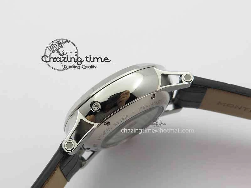 Montblanc Timewalker Chrono SS Black Dial Red 30 Sub Dial On Leather Strap A7750