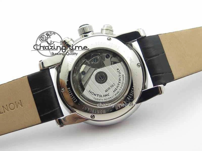 Montblanc Timewalker Chrono SS Black Dial Red 30 Sub Dial On Leather Strap A7750