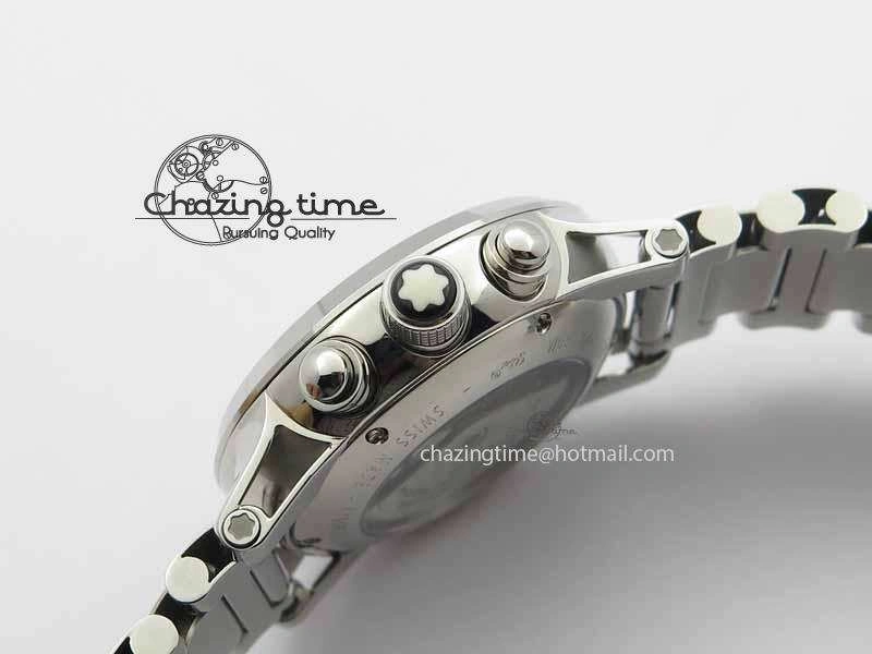 Montblanc Timewalker Chrono SS Black Dial Red 30 Sub Dial On SS Bracelet A7750