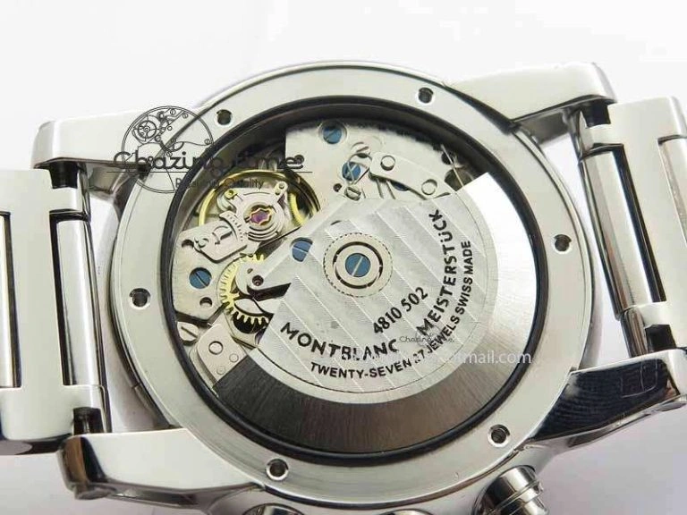 Montblanc Timewalker Chrono SS Black Dial Red 30 Sub Dial On SS Bracelet A7750
