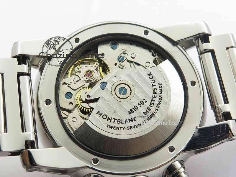 Montblanc Timewalker Chrono SS Black Dial Red 30 Sub Dial On SS Bracelet A7750