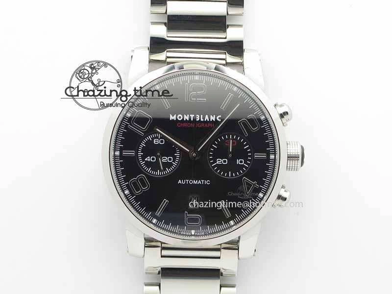 Montblanc Timewalker Chrono SS Black Dial Red 30 Sub Dial On SS Bracelet A7750