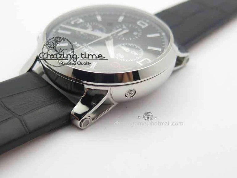 Montblanc Timewalker Chrono SS Black Dial Red 50 On Leather Strap A7750