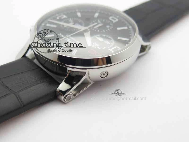 Montblanc Timewalker Chrono SS Black Dial Red 50 On Leather Strap A7750