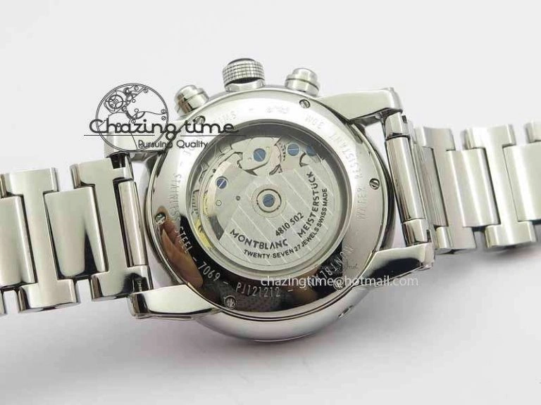 Montblanc Timewalker Chrono SS Black Dial Silver Numerals On SS Bracelet A7750