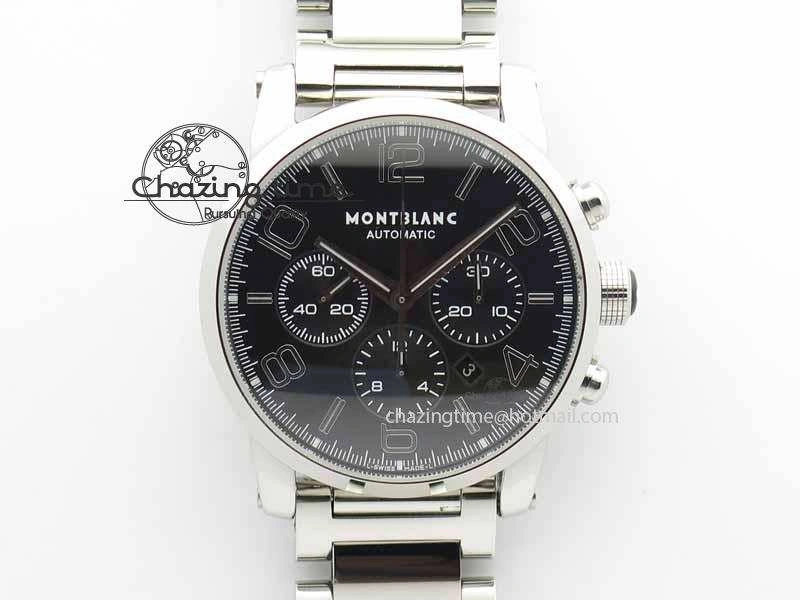 Montblanc Timewalker Chrono SS Black Dial Silver Numerals On SS Bracelet A7750