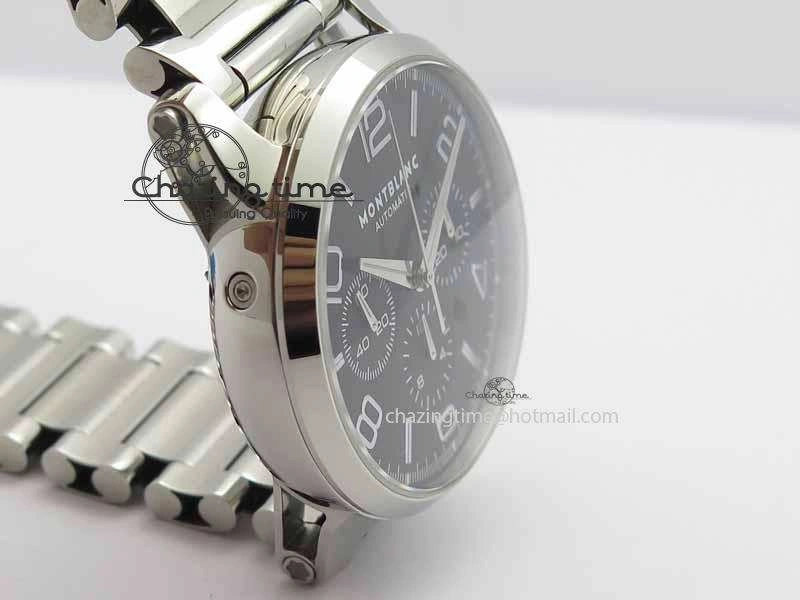 Montblanc Timewalker Chrono SS Black Dial Silver Numerals On SS Bracelet A7750
