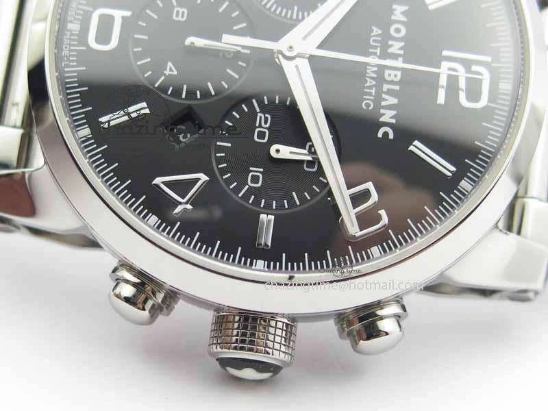 Montblanc Timewalker Chrono SS Black Dial Silver Numerals On SS Bracelet A7750