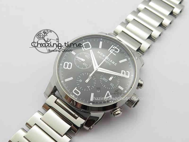 Montblanc Timewalker Chrono SS Black Dial Silver Numerals On SS Bracelet A7750