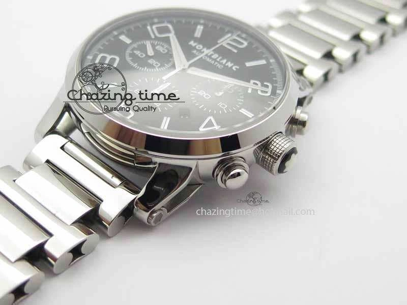 Montblanc Timewalker Chrono SS Black Dial Silver Numerals On SS Bracelet A7750