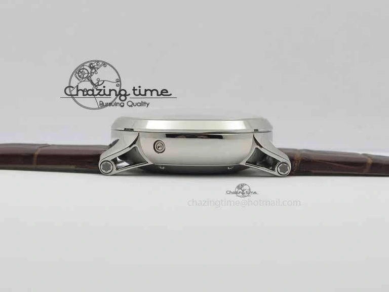Montblanc Timewalker Chrono SS White Dial RG Numerals On Leather Strap A7750