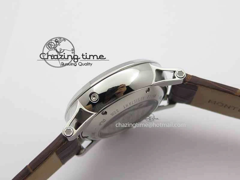 Montblanc Timewalker Chrono SS White Dial RG Numerals On Leather Strap A7750