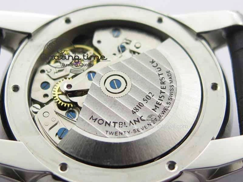 Montblanc Timewalker Chrono SS White Dial RG Numerals On Leather Strap A7750