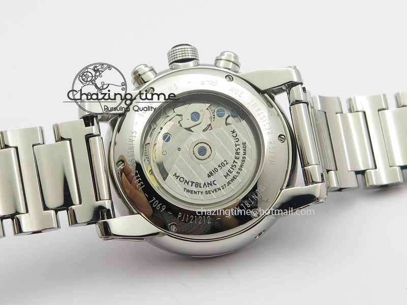 Montblanc Timewalker Chrono SS White Dial RG Numerals On SS Bracelet A7750
