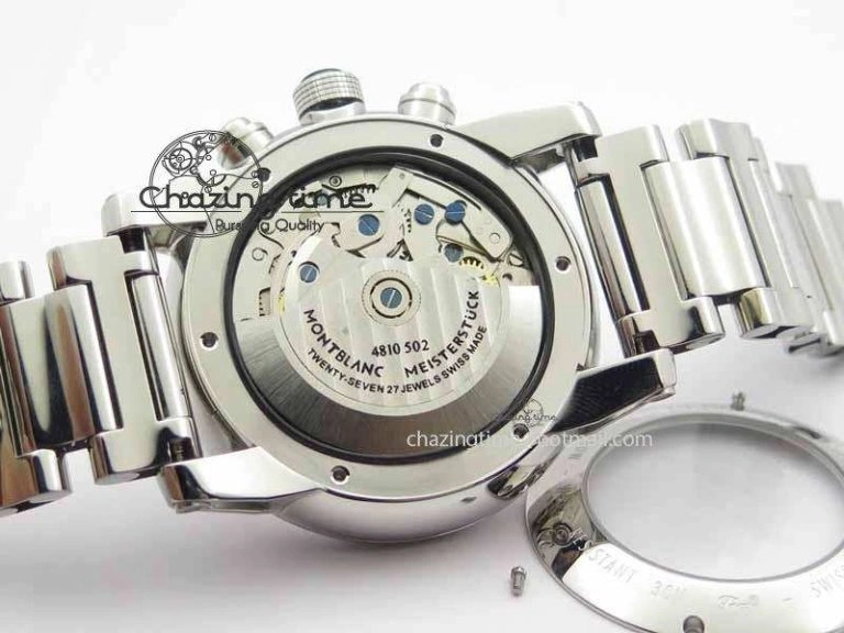Montblanc Timewalker Chrono SS White Dial RG Numerals On SS Bracelet A7750