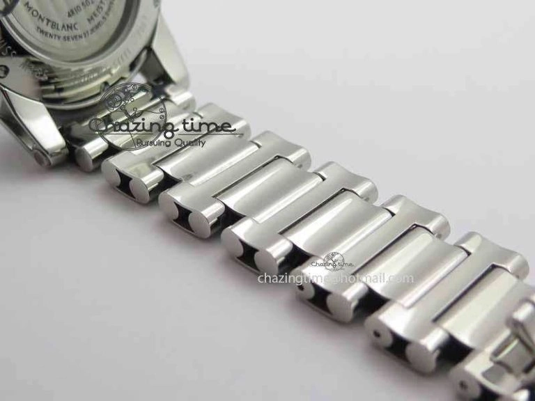 Montblanc Timewalker Chrono SS White Dial RG Numerals On SS Bracelet A7750