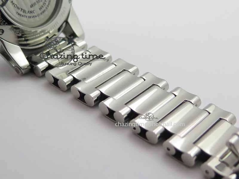 Montblanc Timewalker Chrono SS White Dial RG Numerals On SS Bracelet A7750