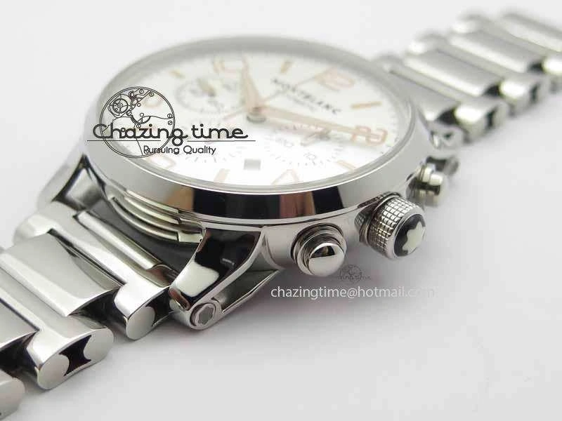 Montblanc Timewalker Chrono SS White Dial RG Numerals On SS Bracelet A7750