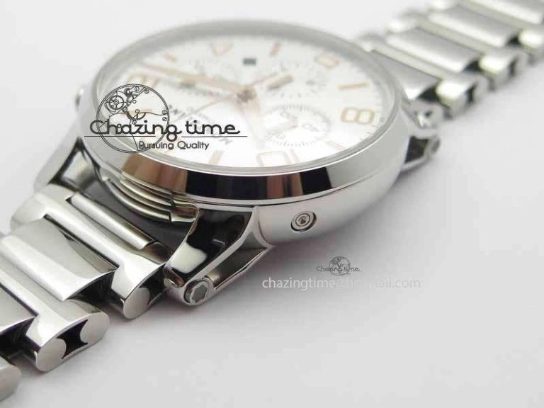 Montblanc Timewalker Chrono SS White Dial RG Numerals On SS Bracelet A7750