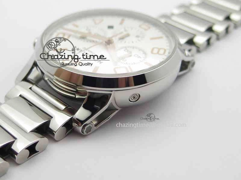 Montblanc Timewalker Chrono SS White Dial RG Numerals On SS Bracelet A7750