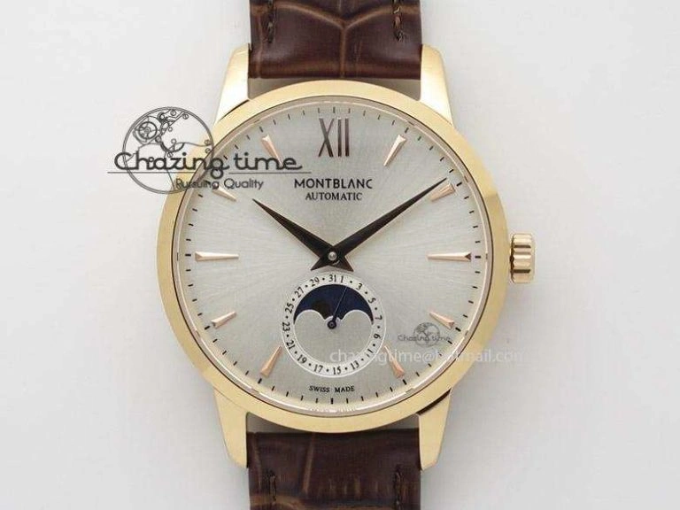 Montblanc Timewalker Chrono SS White Dial RG Numerals On SS Bracelet A7750