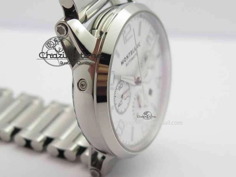 Montblanc Timewalker Chrono SS White Dial Silver Numerals On SS Bracelet A7750
