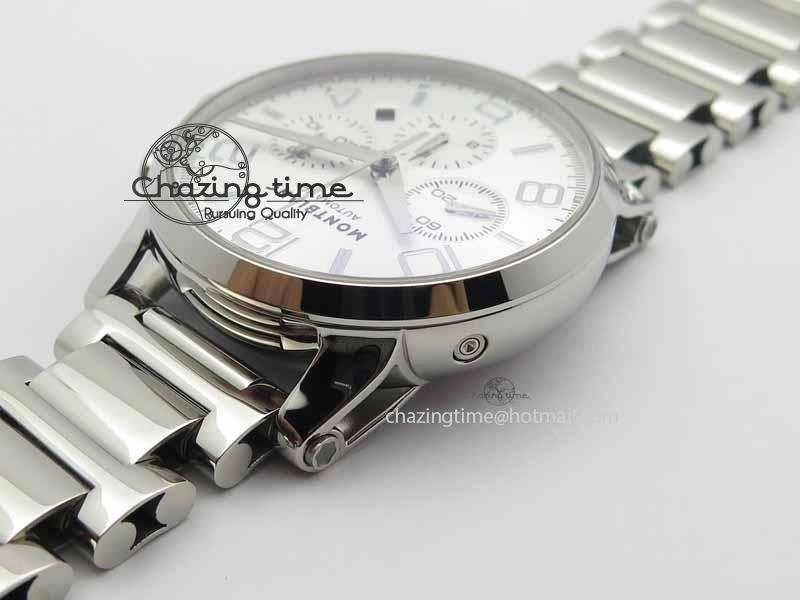 Montblanc Timewalker Chrono SS White Dial Silver Numerals On SS Bracelet A7750