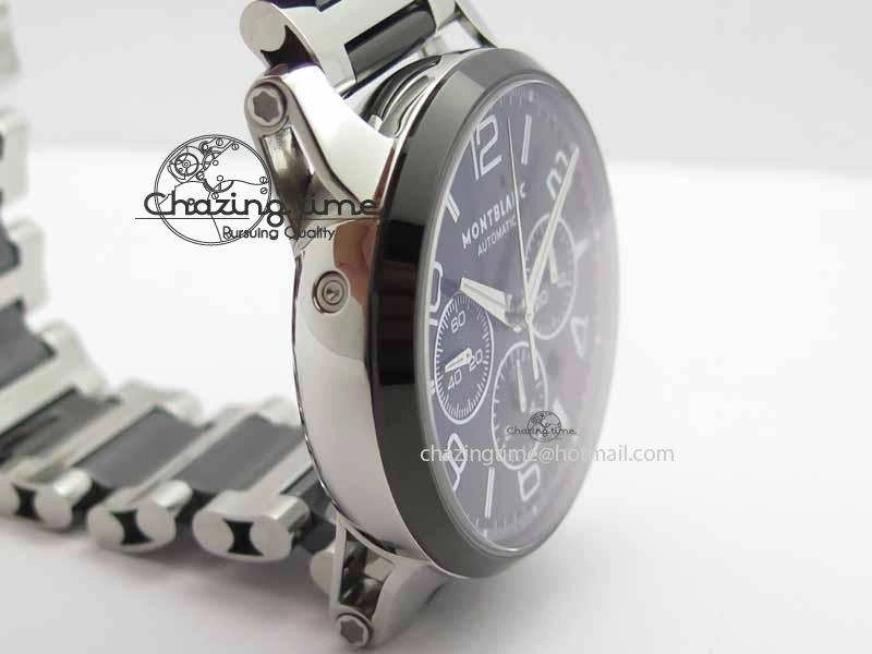 Montblanc Timewalker GAF Chrono SS Ceramic Black Dial On SS Bracelet A7750