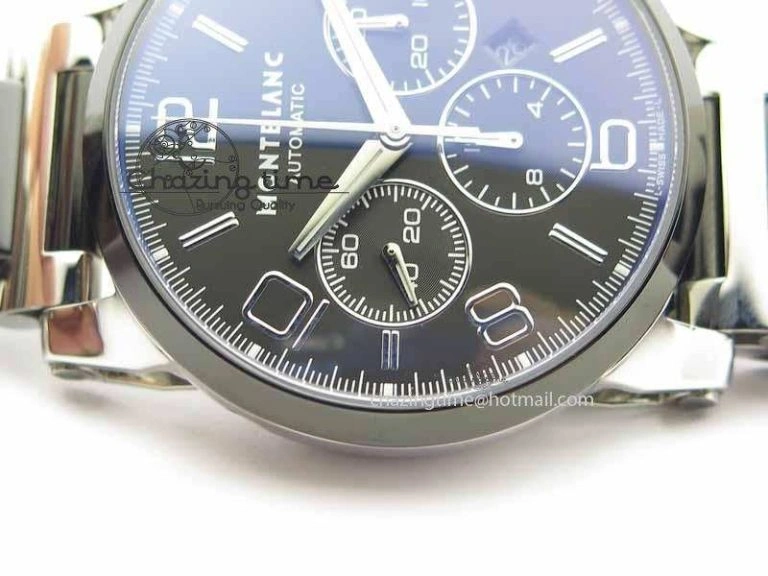Montblanc Timewalker GAF Chrono SS Ceramic Black Dial On SS Bracelet A7750