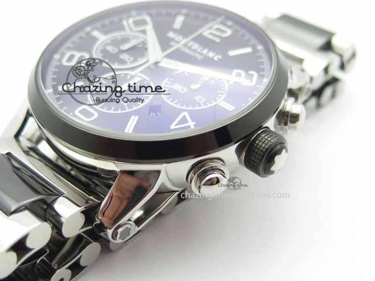 Montblanc Timewalker GAF Chrono SS Ceramic Black Dial On SS Bracelet A7750