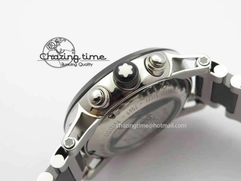 Montblanc Timewalker GAF Chrono SS Ceramic Black Dial On SS Bracelet A7750